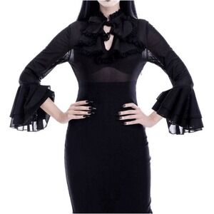 KILLSTAR Glamour Ghoul pencil‎ dress with semitransparent top Size Medium Goth